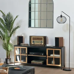 Lampadaire arc Emie noir - métal H158 cm - Atmosphera