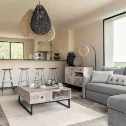 Lampadaire arc Raahe - noir - métal H180 cm - Atmosphera