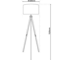 Lampadaire ARDITA Gris 152 cm bois textile gris style scandi D: 61,6 cm douille E27 interrupteur