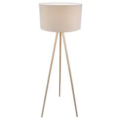 Lampadaire ARDITA style scandinave 152 cm bois et textile beige D: 616 mm douille E27 interrupteur pression