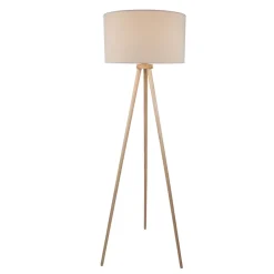 Lampadaire ARDITA style scandinave 152 cm bois et textile beige D: 616 mm douille E27 interrupteur pression