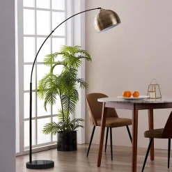 Lampadaire arqué avec abat-jour cloche en métal, jaune Teamson Home