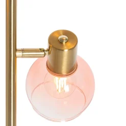 Lampadaire Art Déco doré avec verre rose 3 lumières - Vidro