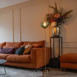 Lampadaire Art déco en laiton avec verre vert - Pallon