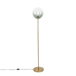 Lampadaire Art déco en laiton avec verre vert - Pallon