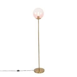 Lampadaire Art Déco en laiton avec verre rose - Pallon