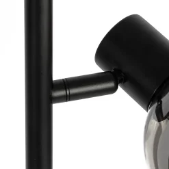 Lampadaire Art Déco noir 3 lumières avec verre fumé - Vidro