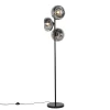 Lampadaire Art Déco noir avec verre fumé 3 lumières - Ayesha