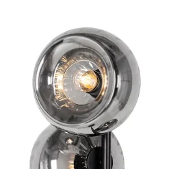 Lampadaire Art Déco noir avec verre fumé 3 lumières - Ayesha