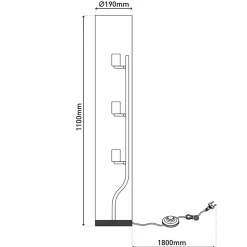 Lampadaire BEATE 110cm metal abat jour textile gris douille E27 salon salle a manger entree bureau style moderne