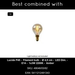 Lampadaire BENSEN en rotin avec 1xE14 - Naturel - Lucide