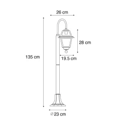 Lampadaire berta - 1 lumière - H 135 cm - Noir - Classique/Antique - Éclairage extérieur