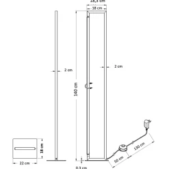 Lampadaire blanc avec pied pivotant variateur intégré 140 cm - Laka