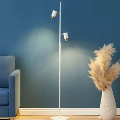 Lampadaire blanc deux spots pivotants - Elya