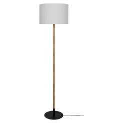 Lampadaire bois et pied métal noir Myrtus H.160 x Ø40cm E27 15W GoodHome