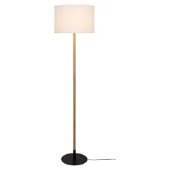 Lampadaire bois et pied métal noir Myrtus H.160 x Ø40cm E27 15W GoodHome