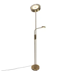 Lampadaire bronze avec LED et variateur avec lampe de lecture - Kelso
