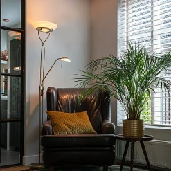 Lampadaire bronze avec LED et variateur avec liseuse - Empoli