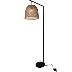 Lampadaire Calume E27 28W IP20 L.32xH.170xP.48cm métal noir et fibre naturelle GoodHome
