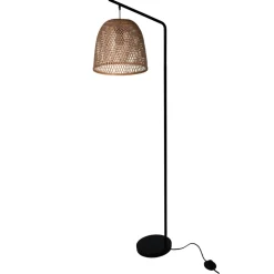 Lampadaire Calume E27 28W IP20 L.32xH.170xP.48cm métal noir et fibre naturelle GoodHome