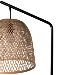 Lampadaire Calume E27 28W IP20 L.32xH.170xP.48cm métal noir et fibre naturelle GoodHome