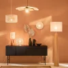 Lampadaire Cesar pied en bois et abat-jour effet lin 15W IP20 H.167 x Ø44 cm Corep