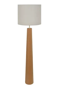 Lampadaire Cesar pied en bois et abat-jour effet lin 15W IP20 H.167 x Ø44 cm Corep