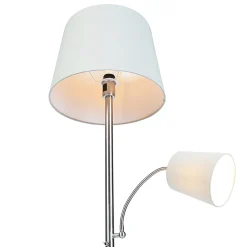 Lampadaire classique en acier avec abat-jour gris et liseuse - Retro