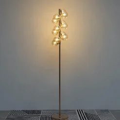 Lampadaire contemporain doré à verres ambrés - Ambrosia