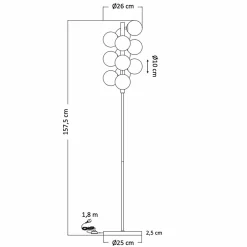 Lampadaire contemporain doré à verres ambrés - Ambrosia
