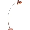 Lampadaire courbé en métal cuivre avec abat-jour architecte