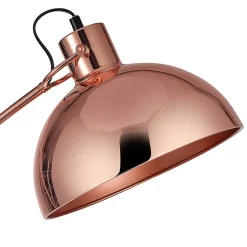 Lampadaire courbé en métal cuivre avec abat-jour architecte