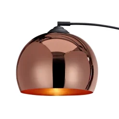 Lampadaire courbé en métal cuivré avec base imitation marbre