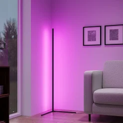Lampadaire d'angle LED connectée RGB IP20 10W l.60 x H.141 cm noir Reality Leuchten