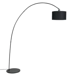 Lampadaire d'arc moderne intelligent noir avec A60 Wifi - Vinossa