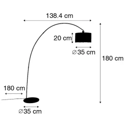 Lampadaire d'arc moderne intelligent noir avec A60 Wifi - Vinossa