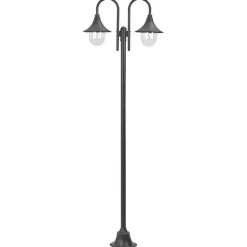 Lampadaire de jardin - vidaXL - 220 cm - Aluminium - 2 lanternes - Bronze