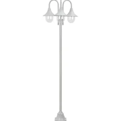Lampadaire de jardin - vidaXL - 220 cm - Aluminium - 3 lanternes - Blanc