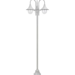 Lampadaire de jardin - vidaXL - 220 cm - Aluminium - 3 lanternes - Blanc