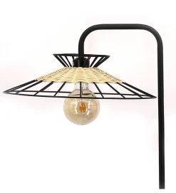 Lampadaire de salon design Manille 163cm rotin naturel compatible LED