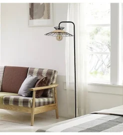 Lampadaire de salon design Manille 163cm rotin naturel compatible LED