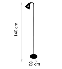 Lampadaire de salon Garvin 140cm métal noir et laitonné