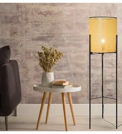 Lampadaire design Bali 135cm cannage naturel compatible LED