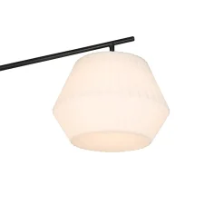 Lampadaire design d'extérieur noir avec abat-jour blanc IP44 - Robbert