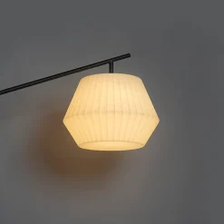 Lampadaire design d'extérieur noir avec abat-jour blanc IP44 - Robbert