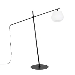 Lampadaire design d'extérieur noir avec abat-jour blanc IP44 - Robbert