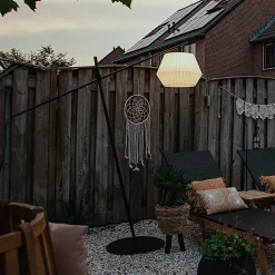 Lampadaire design d'extérieur noir avec abat-jour blanc IP44 - Robbert