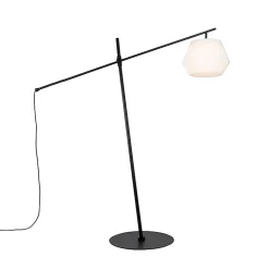Lampadaire design d'extérieur noir avec abat-jour blanc IP44 - Robbert