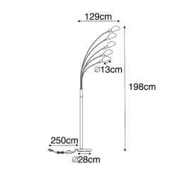 Lampadaire design en laiton avec verre opale 5 lumières - Sixties Marmo