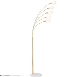 Lampadaire design en laiton avec verre opale 5 lumières - Sixties Marmo